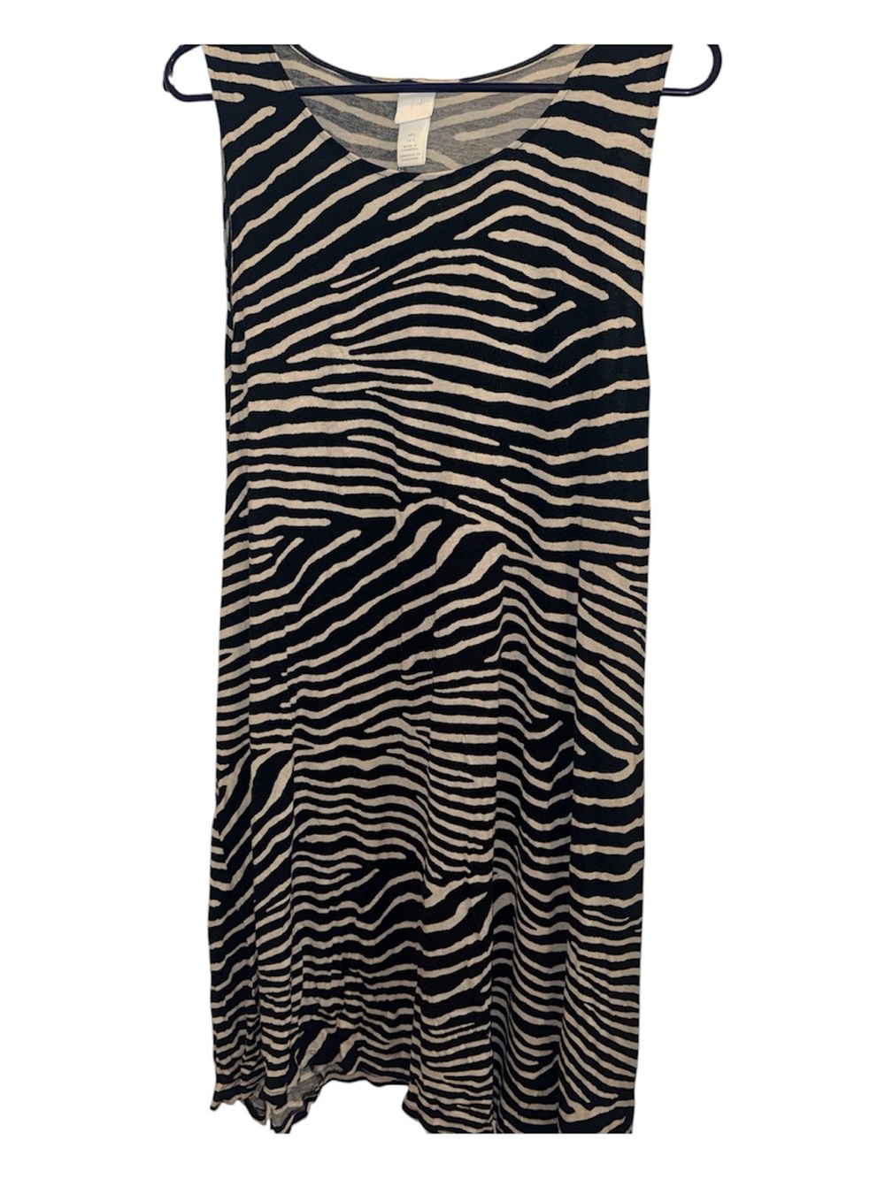 Sleeveless Zebra Print Midi Dress - Black & Cream
